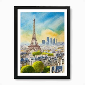 Stylized Skyline Of Paris With The Eiffel Tower Art Print