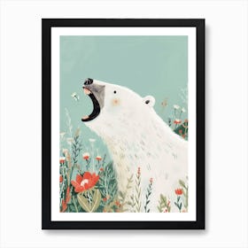 Polar Bear Growling Storybook Illustration 3 Art Print