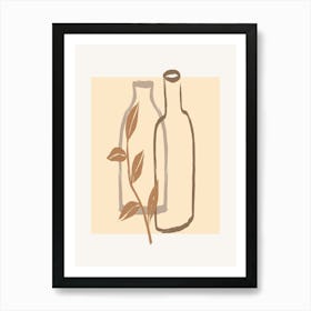 Bottle And A Leaf Art Print