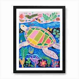 Maximalist Animal Painting Sea Turtle 1 Art Print