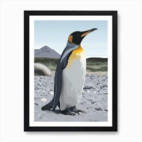 King Penguin Robben Island Minimalist Illustration 2 Art Print