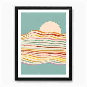 Minimal Abstract Retro Pride Sea Of Change Sunset Blue Art Print