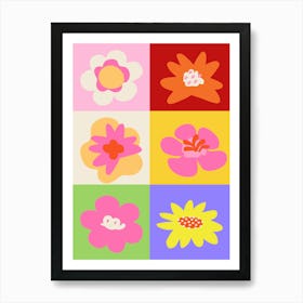 Colorful Flowers Pop Art Art Print