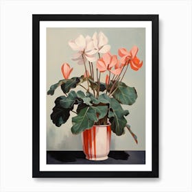 Bouquet Of Cyclamen Flowers, Autumn Fall Florals Painting 1 Art Print