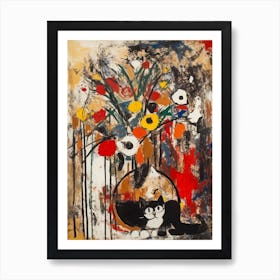 Anemone With A Cat 3 Abstract Expressionism  Art Print