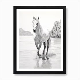 A Horse Oil Painting In Ao Nang Beach, Thailand, Portrait 2 Art Print