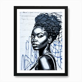 Graffiti Mural Of Beautiful Black Woman 228 Art Print