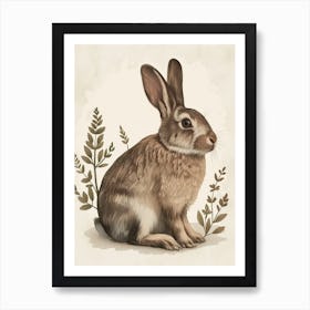 French Lop Blockprint Rabbit Illustration 10 Art Print