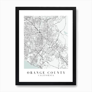 Orange County California Street Map Minimal Color Art Print