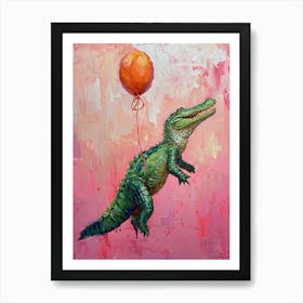 Cute Crocodile With Balloon Art Print