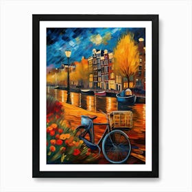 Wall painting print, Amsterdam, Netherlands, landscape art, Van Gogh style, fine art..242 Art Print