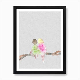 Two Kids On A Branch Art Print