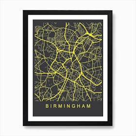 Birmingham Map Neon Art Print