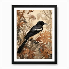 Dark And Moody Botanical Magpie 8 Art Print