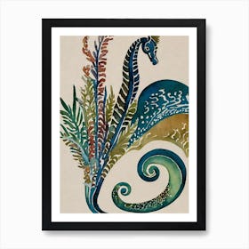 Sea Horse Vintage Graphic Watercolour Art Print