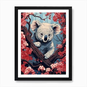 Koala Animal Drawing In The Style Of Ukiyo E 4 Art Print