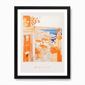 Dubrovnik Croatia Orange Drawing Poster Art Print