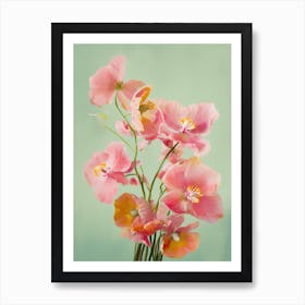 Orchids Flowers Acrylic Painting In Pastel Colours 10 Art Print