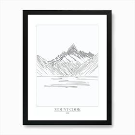 Mount Cook Usa Line Drawing 6 Poster Póster