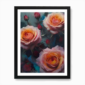 Bicolour Roses Art Print