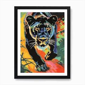 Black Lioness On The Prowl Fauvist Painting 3 Art Print