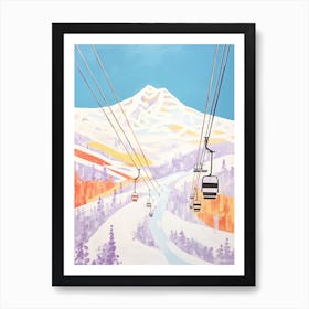 Lech Zurs Am Arlberg   Austria, Ski Resort Pastel Colours Illustration 1 Art Print