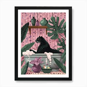 Black panther In A Bathtub Art Print