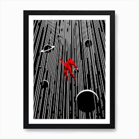 Red Astronaut In Space Art Print