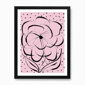 Pink Flower and Polka Dots Art Print