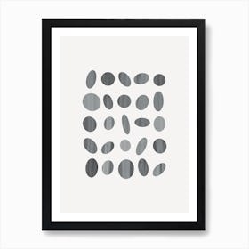 Monochrome Print Inspired by British Pebble Beaches in Watercolour Poster