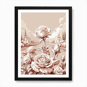 Roses In The Garden 1 Art Print