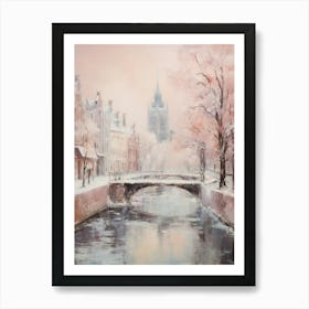 Dreamy Winter Painting Bruges Belgium 3 Art Print