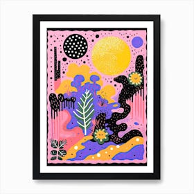 Abstract Botanical Risograph Style 1 Art Print