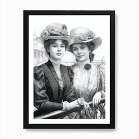 Titanic Ladies Black And White 1 Art Print