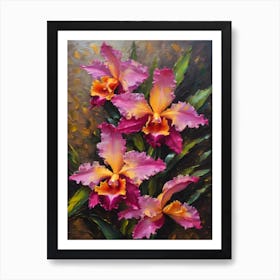 Cattleya Orchids Oil Painting 2 Art Print