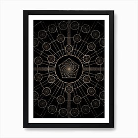 Geometric Glyph Radial Array in Glitter Gold on Black n.0129 Art Print