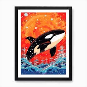 Dotty Orca Whale 1 Art Print