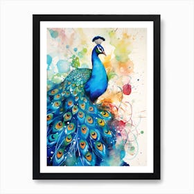 Watercolour Peacock 4 Art Print