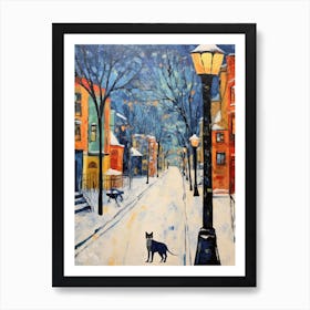 Cat In The Streets Of Chicago   Usa With Snow 3 Art Print