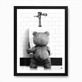 Teddy Bear Toilet Art Print