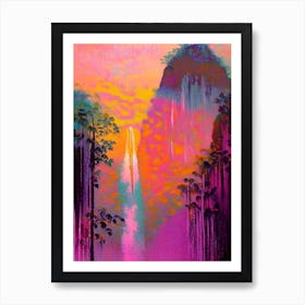 Erawan Waterfall Sunset Art Print