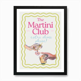 The Martini Club | Extra Olives Please | Vintage Retro Kitchen Bar Cart Art Print