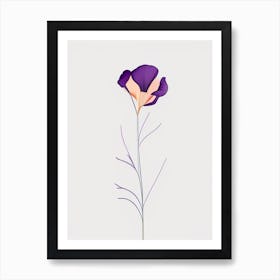 Eustoma Floral Minimal Line Drawing 2 Flower Art Print