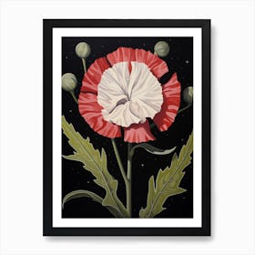 Carnation Dianthus 1 Hilma Af Klint Inspired Flower Illustration Art Print