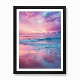 pink sunset at the beach Art Print