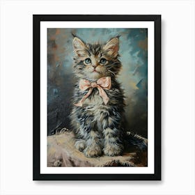 Kitten With Bow Rococo Inspired 2 Art Print