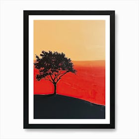 Lone Tree At Sunset Art Print