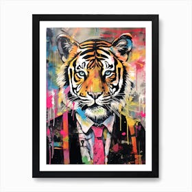 Tiger in office suit Art Print