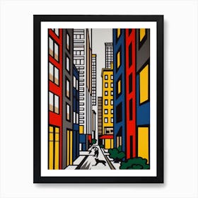 Painting Of New York With A Cat In The Style Of Pop Art, Illustration Style 2 Art Print