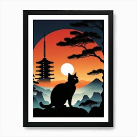 Japan Cat Art 19 Art Print